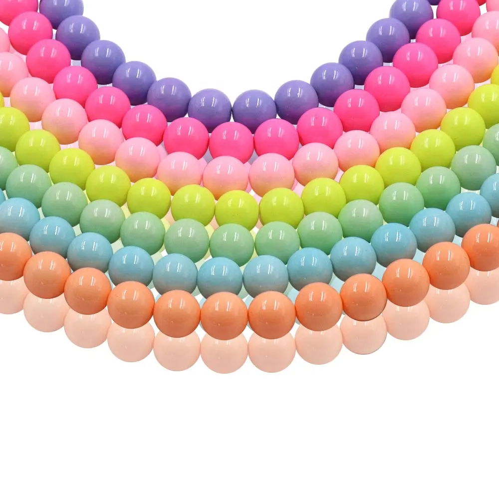 Lager zum Verkauf 8mm Solid Pastellfarbe Glas Backen Runde Perlen glatte Perlen für Schmuck herstellung Zubehör