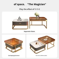 Table basse rectangulaire blanche de style moderne avec rangement, meubles de salon muraux et table basse