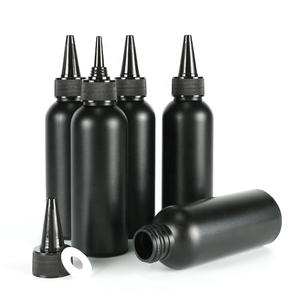 Sell HDPE Bottle 100ml 150ml 200ml 250ml Black Plastic Bottle Liquid <b>Container</b> with Pointed Mouthed Lid - Product Image 6