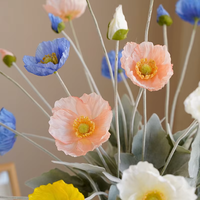 Groothandel Hot Sell Nieuw Design Luxe Decoratie 4-koppige zijden klaproos Kunstbloemen klaproos voor Huis Bruiloft Feest Decoratie