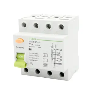 New design durable Matis electric 30ma 63a type b rccb rcd 4p residual curerrent device breaker