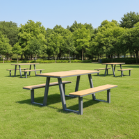 Mesa de Picnic Resistente para Exteriores de Metal, Plástico y Madera, 6-8 Asientos, Impermeable, Ligera, para Hotel, Restaurante, Cafetería, Eventos, Sillas
