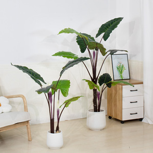 Nouveau Design Artificielle Alocasia Arbre Simulation Plante Verte <span class=keywords><strong>Arum</strong></span> Feuilles En Pot Bureau Intérieur Décoration Plante - Product Image 5