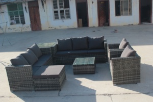 طقم أثاث حدائق خارجي من الخيزران والراتان مع أريكة زاوية - Product Image 3