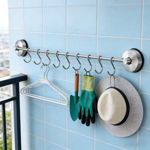 Porte-serviettes mural moderne en acier inoxydable brossé SUS avec ventouse, pour salle de bain et cuisine, 6 à 9 crochets, facile à nettoyer - Product Image 5