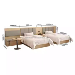 Custom Low Cost Modern Hotel Room Furniture Sets <b>Single</b> Twin Bed Farme With <b>Headboard</b> Nightstands TV Cabinet Wardrobe Side Table - Product Image 5