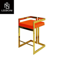 Tabouret de bar haut en acier inoxydable de style moderne vintage personnalisé, design tendance, chaise de bar en velours