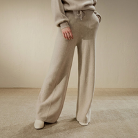 Ensemble survêtement décontracté tricoté pour femme, écoresponsable, automne, avec pull à capuche et pantalon large à cordon de serrage