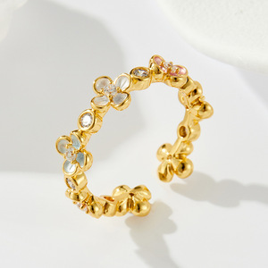 Flower <b>Open</b> <b>Ring</b> Gold Adjustable For Women Gift Jewelry R14610 - Product Image 1
