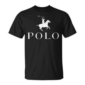 T-shirt d'équitation Polo en coton noir unisexe taille adulte S M L XL XXL - Product Image 1