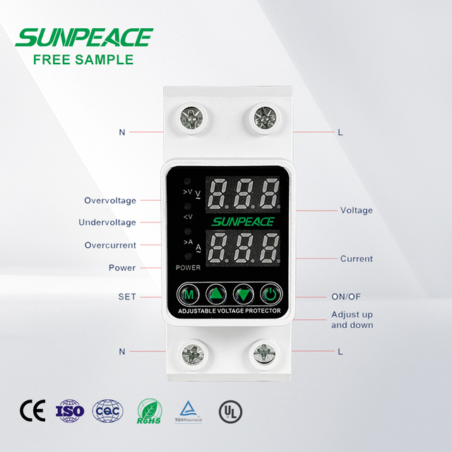 63A Voltage protection 2P 2 Pole Single Phase Overvoltage and Undervoltage protection Automatic Reset Voltage Protectors