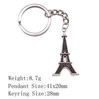Personal isierte Metall Handwerk Eiffelturm 3D Schlüssel bund Ringe Zink legierung Karabiner Benutzer definierte Logo Blank Sublimation Metall Schlüssel bund