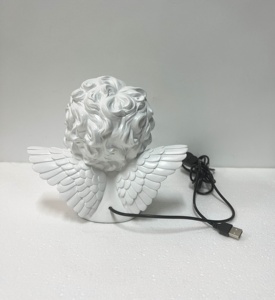 Lampada da cherubino artigianale in resina romantica-luce d'accento perfetta per la camera da letto decorazione per la casa da scrivania statua lampade - Product Image 5