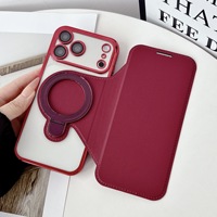 Étui de téléphone en cuir à rabat magnétique pour iPhone 12-18 Pro Max, porte-cartes électroplaqué, coque de protection antichoc
