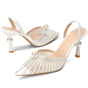 <span class=keywords><strong>Chaussures</strong></span> à talons aiguilles de mariée pour femmes, talons aiguilles en dentelle avec perles et strass, respirantes, confortables, <span class=keywords><strong>chaussures</strong></span> à talons aiguilles scintillantes pour mariée - Product Image 3
