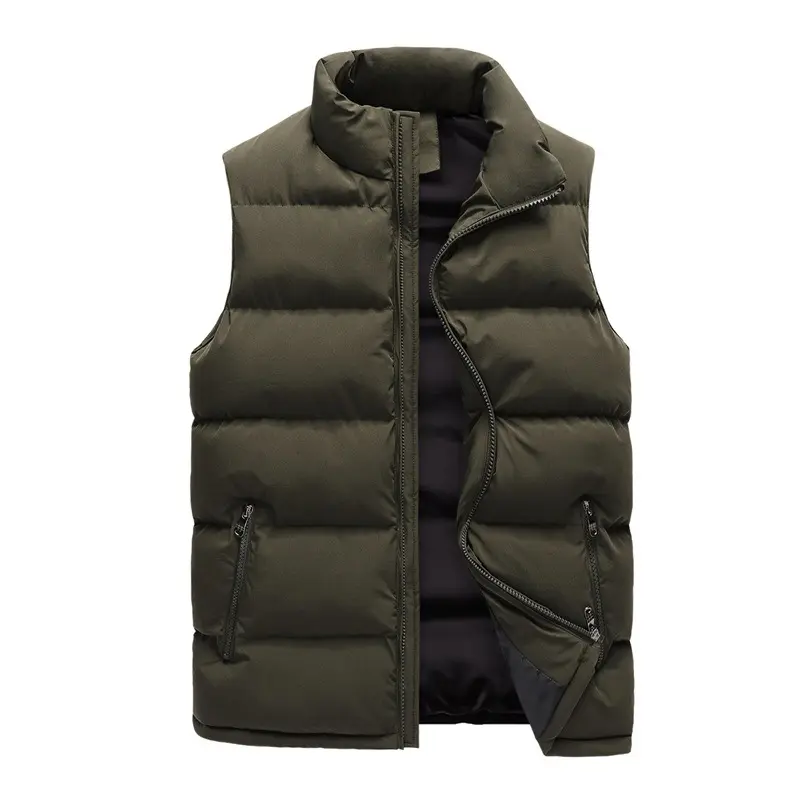 Puffer Vest Volledige Rits Groothandel Oem/Odm Lichtgewicht Casual Eend Donsjack Wintervest Zwart Mouwloos Man Zonder Capuchon