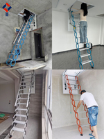 Échelle de grenier électrique moderne et durable de 500 kg, pliable, télécommandée, télescopique, escabeau de loft rétractable en titane-nickel akg