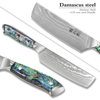 Ensemble de couteaux de chef japonais en acier Damas G10, couteau de cuisine de boucher de 6 pouces avec manche en acier inoxydable, couperet à viande en coquille d'ormeau