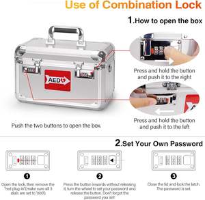 Boîte de rangement pour véhicule avec serrure à combinaison - 15,5 x 9,6 x 10 pouces - Boîte universelle compatible <span class=keywords><strong>AED</strong></span> pour dispositifs médicaux - Product Image 5