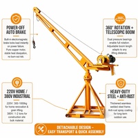 Mini-grue à câble industrielle 380V, rotation à 360°, pour travaux extérieurs, avec élingue en câble métallique électrique, capacité 0,5 tonne, garantie 1 an