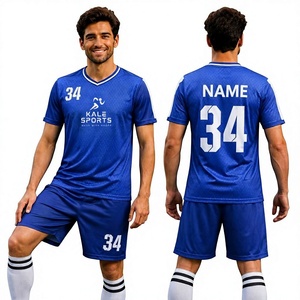 ชุดเสื้อฟุตบอลและกางเกงขาสั้นผู้ชาย โพลีเอสเตอร์ 100% พิมพ์ลายแบบ Sublimation ราคาถูก ขายดีที่สุด ชุดยูนิฟอร์มฟุตบอล - Product Image 1