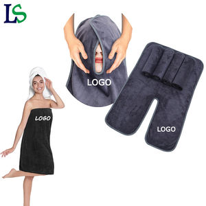 <span class=keywords><strong>Masque</strong></span> facial d'esthéticienne de Logo personnalisé professionnel enlevant le visage enveloppement Salon de beauté microfibre soins de la peau serviettes de Spa fendues en forme de U - Product Image 1