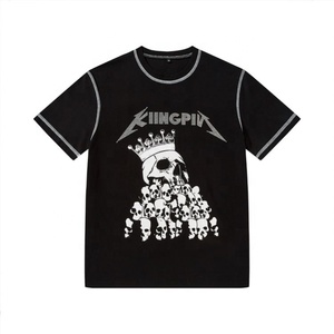 Custom Vintage <b>Black</b> T <b>Shirts</b> With Contrast Stitching T <b>Shirt</b>, Luxury T <b>Shirts</b> - Product Image 1