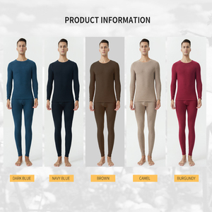 Men's Camel Hair Thermal Underwear Set Fleece Lined Thick Warm High Elastic Winter <strong>Base</strong> <strong>Layer</strong> - Product Image 3