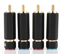 Connecteur RCA mâle RASANTEK HIFI en laiton plaqué or 24 carats 9,0 mm soudé + câble de connexion à verrouillage pour haut-parleur audio-vidéo simple Jack AV