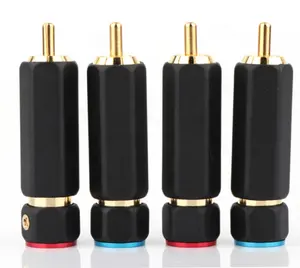 RASANTEK-Conector RCA de latón chapado en oro de 24 quilates, conector RCA para altavoz de audio y vídeo, cable AV