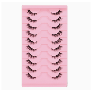 Pestañas Postizas 3D Semi-Hechas a Mano con Efecto Ojo de Zorro, Algodón Negro, para Pestañas Rizadas, Marca Privada, 10 Pares, Naturales - Product Image 1