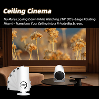 Mini projecteur portable 150 lumens ANSI, résolution native 1280x720P HD, système d'exploitation Android 11, haut-parleur intégré, support pivotant pour chambre à coucher