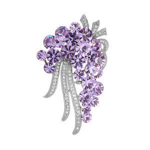 Broche de Flores de Cristal Violeta, Broche de Flores Elegante, Estilo Coreano de Lujo, Joyería para el Cuello, Broches Plateados, Regalo de Boda o Compromiso - Product Image 4