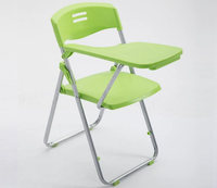 Tablette d'écriture pliable en plastique chromé avec cadre en acier, chaise de formation, chaise de bureau, pour l'école, les conférences et les salles de séminaire