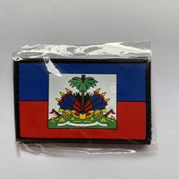 Écusson de drapeau d'Haïti en PVC, patch de fixation à crochet et boucle en caoutchouc PVC pour chapeaux, écusson tactique d'Haïti