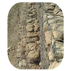 Kenya'da eğim koruma taş dolu Gabion kutusu 2.7mm tel Gabion istinat duvarı
