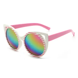 Lindas gafas de sol para niños 2024 ojo de gato gafas de sol para niños Cool Boy Girl personalizado propio logotipo fábrica PC espejo gafas de sol