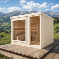Kabin Sauna Inframerah Jauh Kayu Solid Modern untuk 5-6 Orang, Cocok untuk Kebun Belakang Rumah, Tempat Perawatan Kesehatan dan Relaksasi