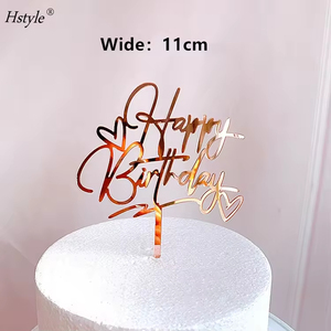 Hstyle PQ678 Champagne Gold Acrílico Día de <span class=keywords><strong>cumpleaños</strong></span> Cupcake Toppers con signos de corazón <span class=keywords><strong>para</strong></span> niños <span class=keywords><strong>Feliz</strong></span> <span class=keywords><strong>cumpleaños</strong></span> Día Cake Toppers - Product Image 6