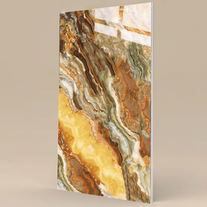 Azulejos de Porcelana Modernos con Acabado Dorado, Imitación Mármol <span class=keywords><strong>y</strong></span> Ónix, 750x1500mm 600x1200mm, Resistentes al Ácido, Antideslizantes e Impermeables, para Sala de Estar, Hotel, Villa - Product Image 1