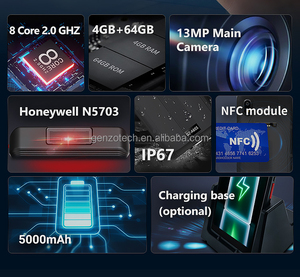 GENZO A605 IP67 <span class=keywords><strong>PDA</strong></span> Lecteur de codes-barres 2D <span class=keywords><strong>PDA</strong></span> industriel robuste portable Android - Product Image 4