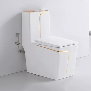 Bathroom Luxury Modern Sanitary Ware square Water Closet Ceramic Commode <strong>Toilet</strong> Bowl Wc Gold <strong>Black</strong> Color One Piece <strong>Toilet</strong> - Product Image 5