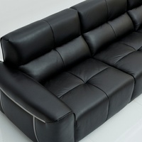 Canapé d'angle modulable en cuir véritable avec fonctionnalités réglables, structure métallique robuste pour salon et usage hôtelier, conforme ROHS