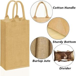 Bolsa de Yute Personalizada para 2 Botellas de Vino con Asas de Algodón Suave para Bodas - Product Image 3