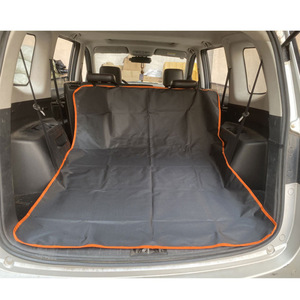 Tapis de coffre de voiture pour animaux de compagnie, imperméable, noir avec garniture orange, taille rectangulaire 110x140, pour chiens et chats, protection des sièges arrière - Product Image 1