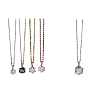 Collier solitaire pour femme en argent sterling 925 avec chaîne à maillons, moissanite certifiée GRA, coupe brillant ronde, pour usage quotidien - Product Image 1