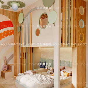 Cama litera infantil <span class=keywords><strong>de</strong></span> <span class=keywords><strong>madera</strong></span> maciza con diseño <span class=keywords><strong>de</strong></span> cabaña forestal, gran cama temática <span class=keywords><strong>de</strong></span> árbol para habitación familiar, <span class=keywords><strong>de</strong></span> doble nivel para varios niños - Product Image 2