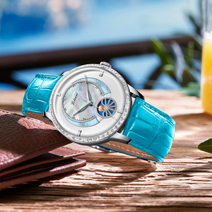 Montre mécanique de luxe pour femme, bracelet en cuir, 2067L, cadran bleu automatique, 2022 - Product Image 3