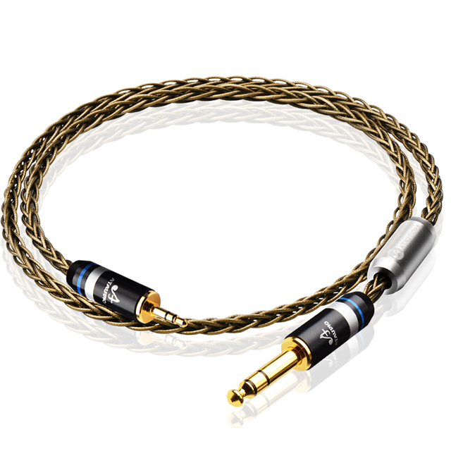ATAUDIO High-End Silver-Plated 3.5mm to 6.5mm Audio Cable Hifi PVC Jacketed Aux Cable for Speaker Microphone Monitor