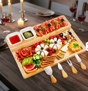 Ensemble de planches à fromage en bambou écologiques, nouveau, en gros, plateau à charcuterie, plateau <span class=keywords><strong>pour</strong></span> cadeaux de mariage ou de pendaison de crémaillère - Product Image 5